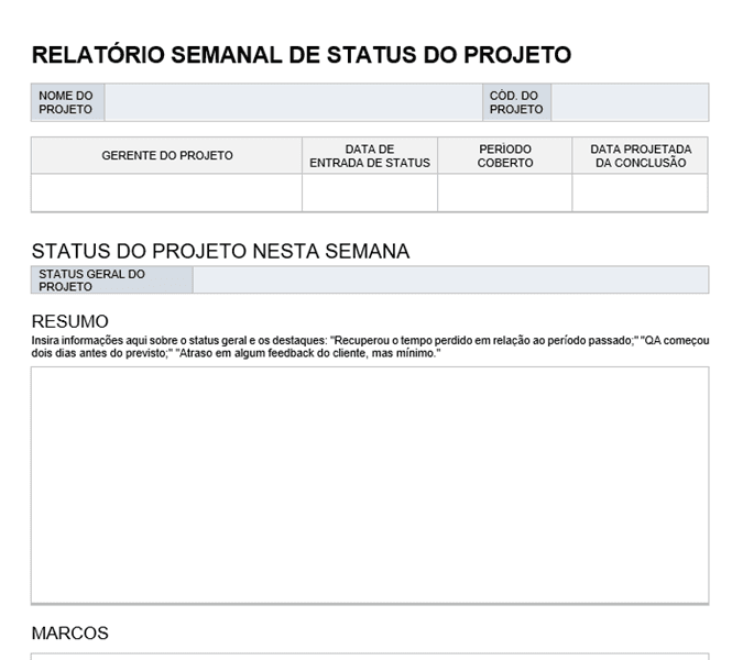 relatório semanal site